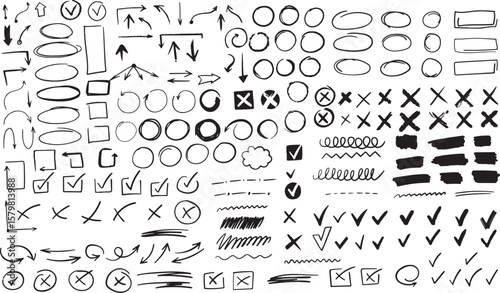 Hand Drawn Circle & Marker Set – Highlight, Sketch, Round, Doodle, Bullet Points, Ellipse, Scribble, Emphasis, Note, Outline

