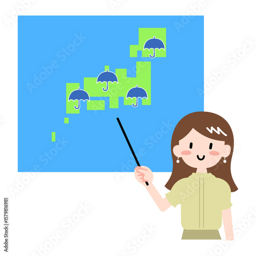 全国的に雨予報のイラスト