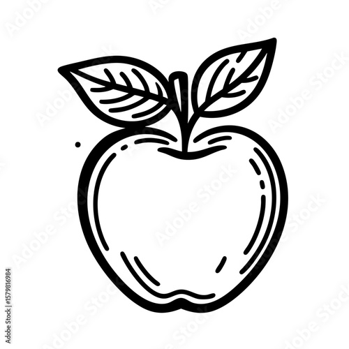 A simple line drawing of a crisp red apple