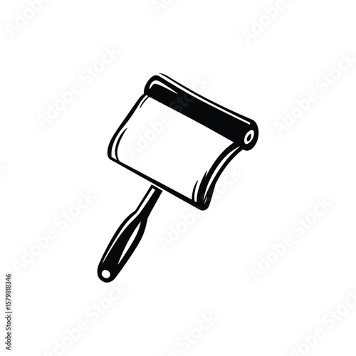 Dough Scraper with Handle Isolated on White, Pastry Cutting Tool, Stainless Steel