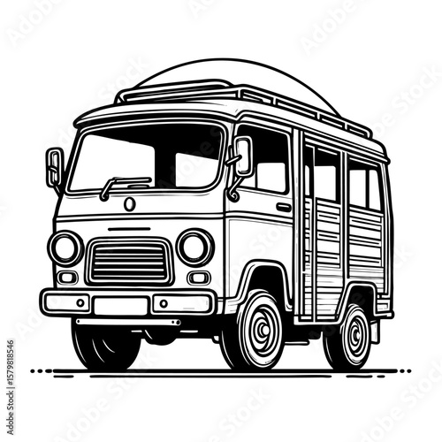 Vintage Retro Van  Classic Car Road Trip Summer Adventure