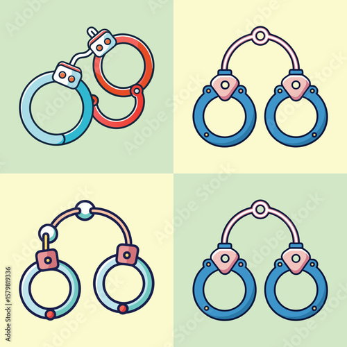 Minimalist Handcuffs Flat Illustration Police & Security Vector Art for Law Enforcement Designs