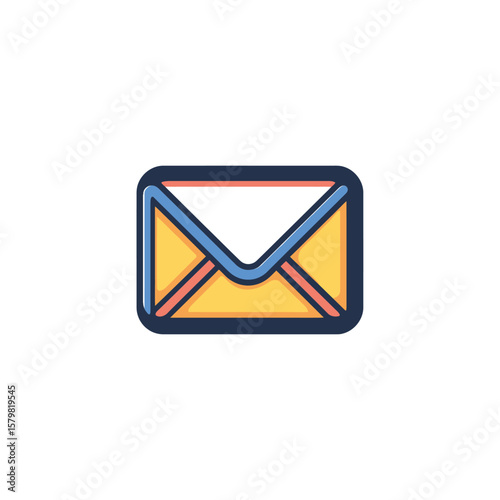 Free Download Illustrated Yellow Envelope with Blue and Coral Accents Isolated on White Background Represents Communication - GFXLoad