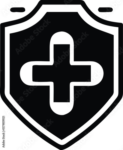 Health protection shield with medical cross icon