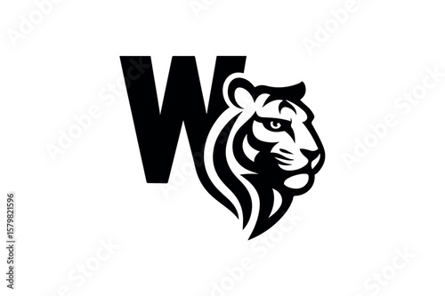 W Tiger logo design palash Vector on white background.01