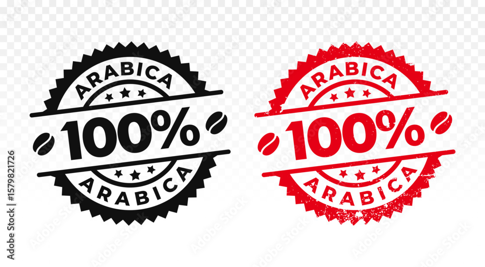Obraz premium 100% arabica coffee stamp. Circle stamp with 100% arabica circular text isolated on white background. Vector Illustration