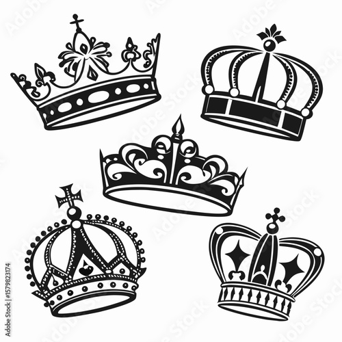 Ornate royal crowns with intricate gem cutouts regal monarchy