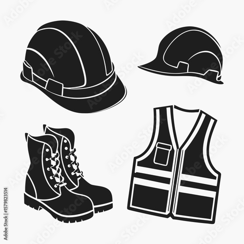 Protective headwear work boots safety vest safety gear construction