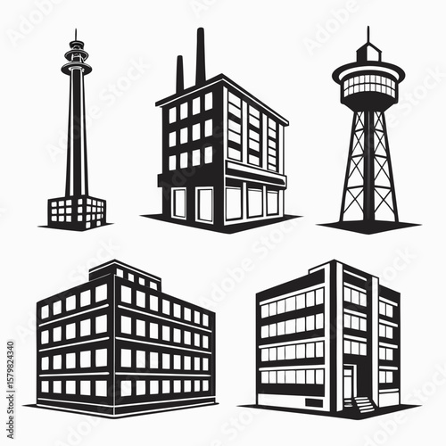 Tall tower industrial building office building city architecture