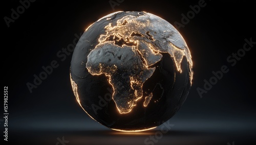 Dark, glowing Earth sphere