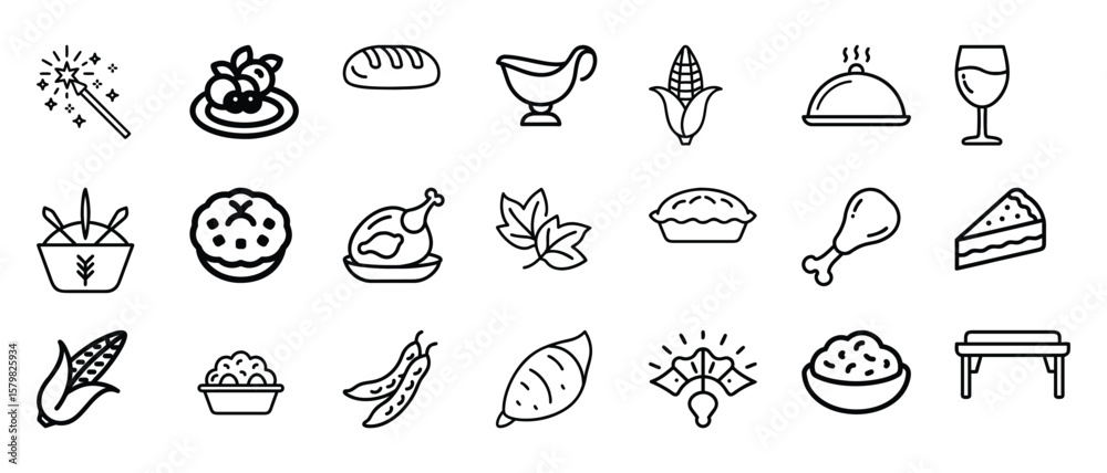 Fototapeta premium Charming thanksgiving holiday icons featuring festive food and symbols