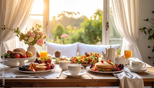 Wallpaper Mural Sunny breakfast spread on a patio Torontodigital.ca