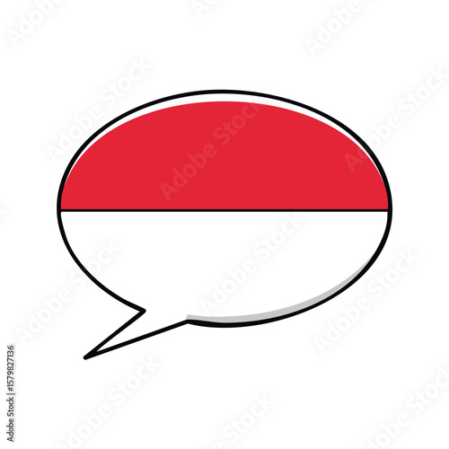 Speech bubble featuring the Indonesian flag, representing national identity and communication.