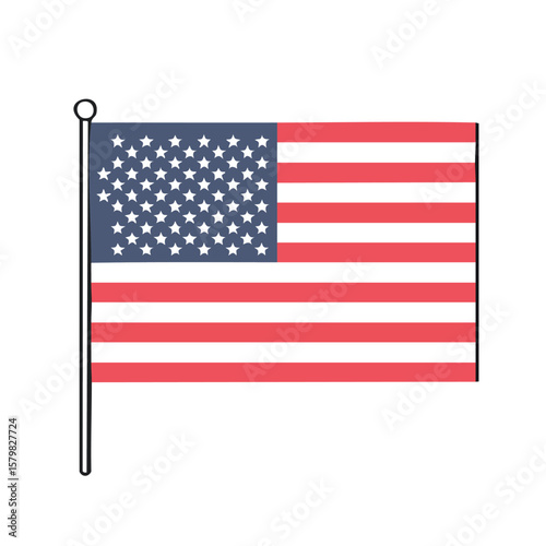 The American flag, a symbol of the United States, with stars and stripes, representing the nation's history and values.