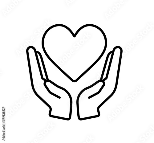 Heart in hand icons  Hands holding heart icon. Love icon. Health, medicine symbol. Healthcare hands holding heart flat and line style - stock vector
