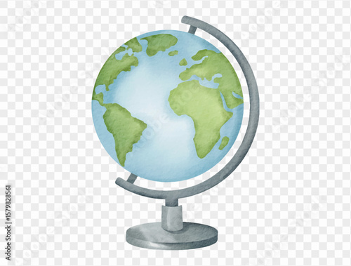 World globe watercolor illustration for travel theme vector.