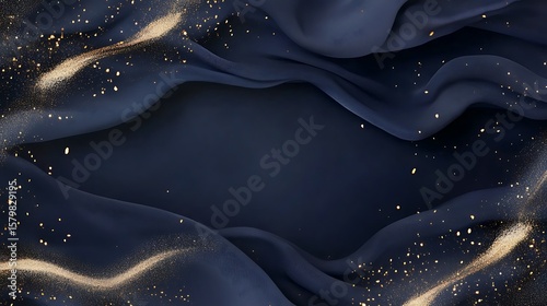 Dark blue fabric with gold particles