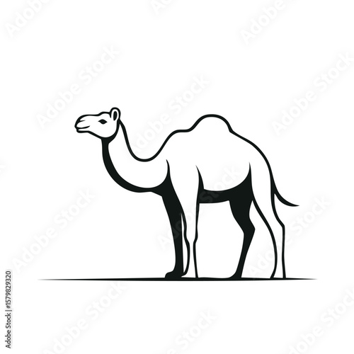 Desert Nomad: A stylized illustration of a camel, a symbol of resilience and adaptation, set against a minimalistic canvas. The image represents the spirit of endurance and the mystique of the desert.