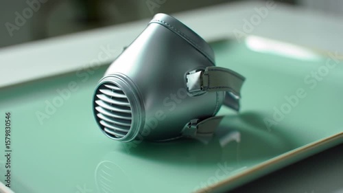 Futuristic metallic ventilator mask for personal protection, modern design