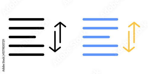 Text spacing tool icon with horizontal lines and arrows between, ideal for adjusting line spacing, improving readability, and supporting visual accessibility in digital interfaces.