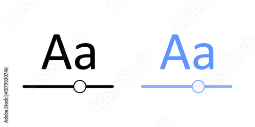 Zoom text feature icon with large and small “A” letters and a slider, ideal for text size adjustment, visual accessibility, and readability customization illustrations.