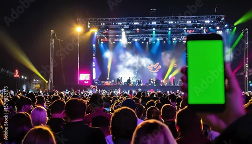 Wallpaper Mural Concert Crowd Filming Show on Smartphone with Green Screen Display Torontodigital.ca