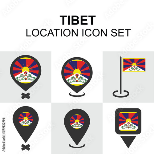 Icons displaying the traditional Tibetan flag, ideal for cultural, geographical, or political representations.