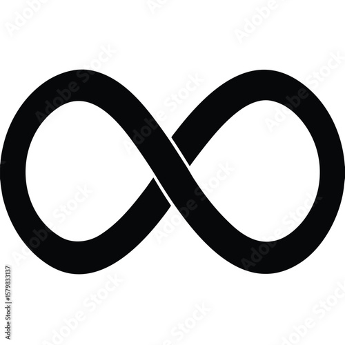 Black Infinity Symbol on White Background Timeless, Everlasting, Conceptual Icon Design