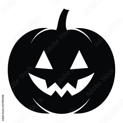 Silhouette of a Jacko'lantern with Triangular Eyes and a Toothy Smile Design