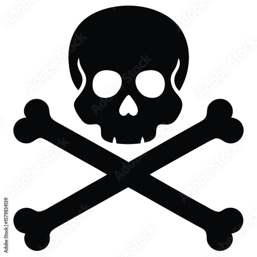 Silhouette of a Skull and Crossbones Icon Over White Backdrop