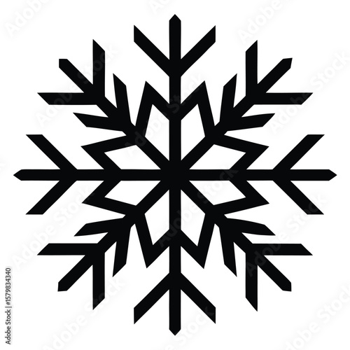 Wallpaper Mural Simple Black Snowflake Design on White Backdrop Featuring Symmetrical Winter Element Torontodigital.ca