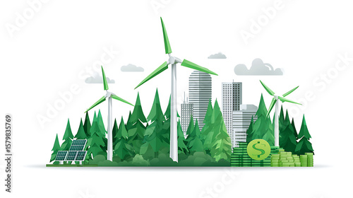 ESG Banners - Environment, Society and Governance with renewable energy icon Revolving Revenue