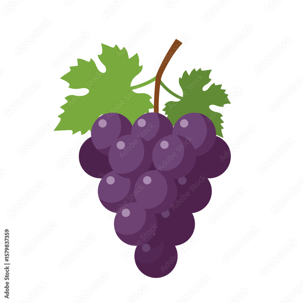 Fototapeta premium Purple Grapes Icon: Fresh, Fruity Vector Illustration