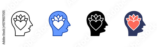 Mental Wellbeing icon sheet multiple style collection
