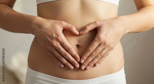 Wallpaper Mural Heart Hands Womans Loving Embrace of Wellness with Abdomen, and Health. Torontodigital.ca