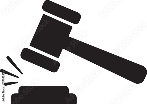 Gavel Striking Block Icon Representing Law, Justice, and Authority