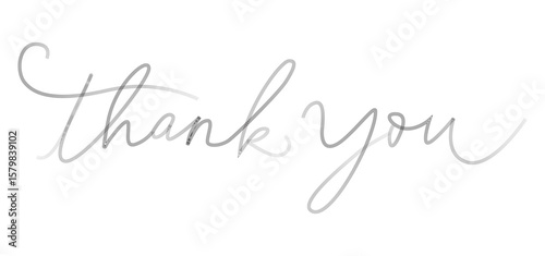 Thank you poster or thank you card printable isolated on white background, thank you handwritten, calligraphy, text