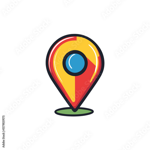 Free Download Isolated location pin icon with red and yellow color on transparent background - GFXLoad