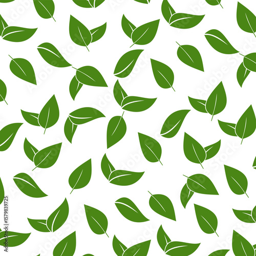 Vector leaf texture seamless pattern background. Nature organic illustration.