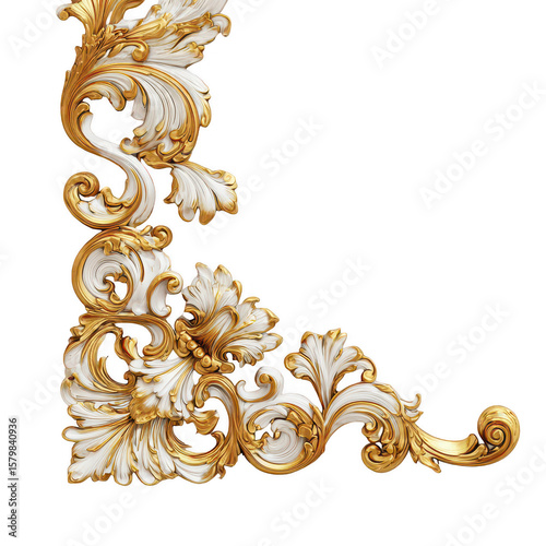 Ornate corner design, gold and white