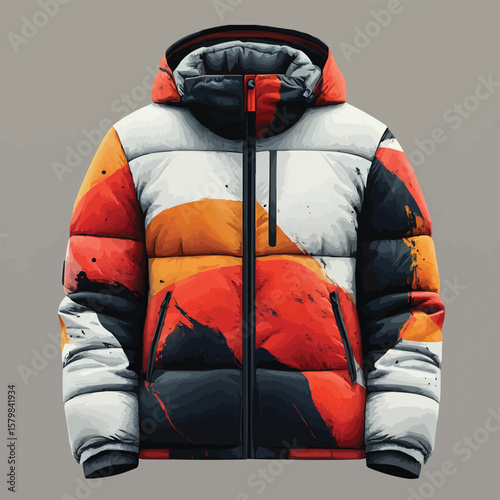 Reflective Winter Jacket with Graphic Print for Enhanced Visibility