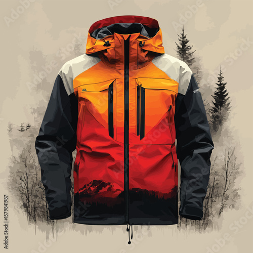 Sleek Waterproof Winter Jacket with Bold, Contrasting Colors