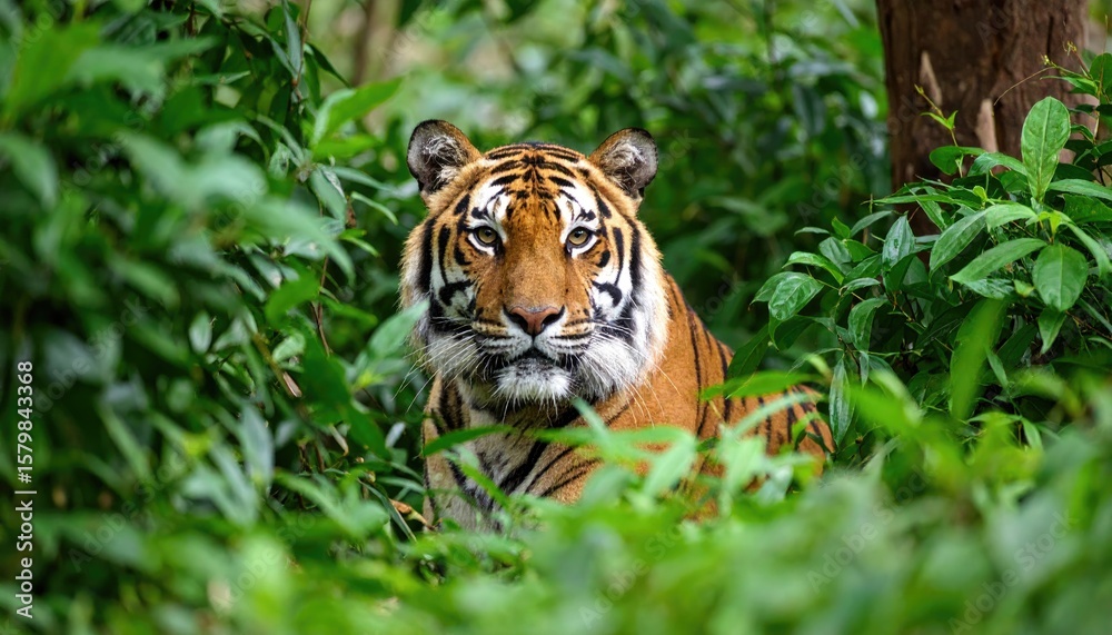 Obraz premium Tiger in Lush Jungle (1)