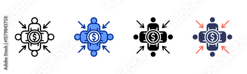 Crowdfunding icon sheet multiple style collection