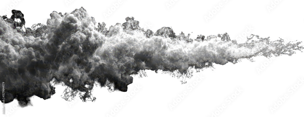 Obraz premium Gray-white cloud-like plume against black