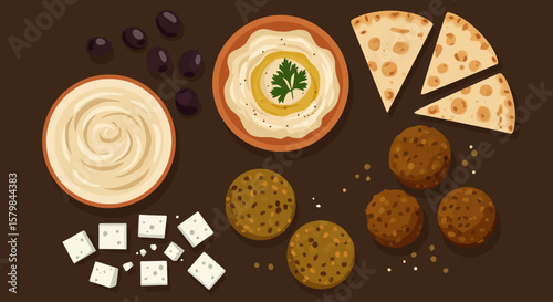 Top-Down Flat Lay of Diverse Food Ingredients