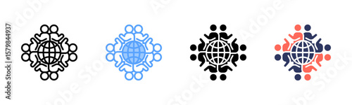 Cultural Diversity icon sheet multiple style collection