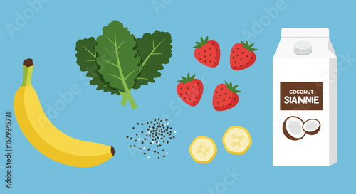 Top-Down Flat Lay of Diverse Food Ingredients