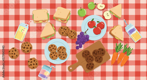 Top-Down Flat Lay of Diverse Food Ingredients