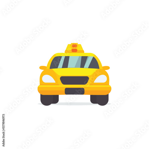 Isolated Yellow Cab Taxi With Transparent Background Style Flat Car
